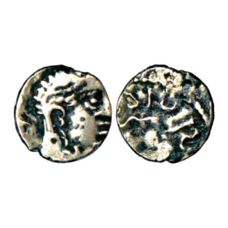 Satavahanas, silver portrait type quarter drachm of Madhariputa Siri Pulumavi, (c. 225-250