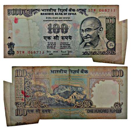 Republic of India, 100 rupees misprint, signed by Bimal Jalan, serial no.: 5TW 068711, Ins