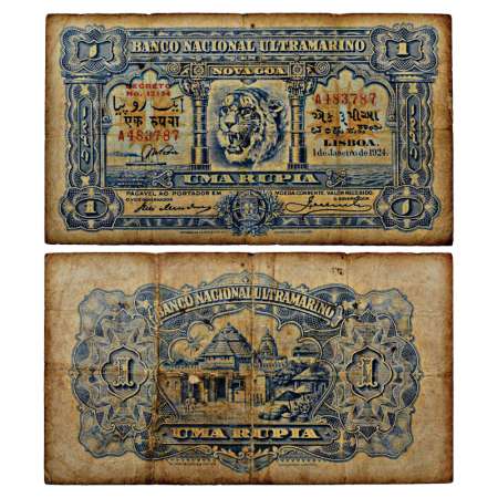 Indo-Portuguese Territories, 1 Rupia, 4th issue, dated 1st January 1924, signed by Joao He
