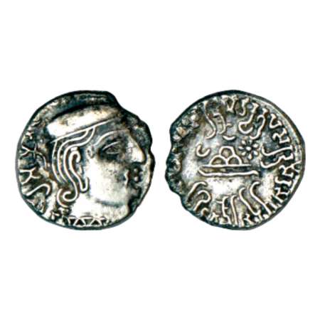 Western Kahatrapasa, Karddamaka dynasty, silver drachm of Damasena (222-238 AD), dated SE 