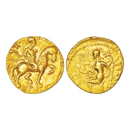 Gupta Empire, gold dinar of Chandra Gupta II (c.375-415 AD), 'Horseman' type, Altekar Clas