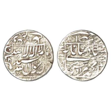 Murad Bakhsh (1658 AD), silver rupee, Ahmadabad mint in left quadrant, AH 1068/RY Ahd, KM 