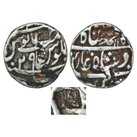 Muhammad Shah (1719-1748 AD), silver rupee, Azeemabad mint, AH 115x/RY 49, 11.15g. Very fi