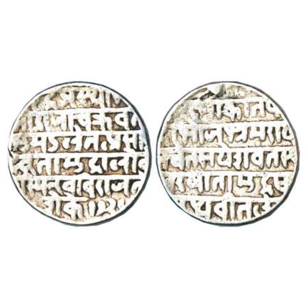 Indore, Jaswant Rao (1798-1811 AD), silver nazarana rupee, SE 1728, Sanskrit legend on bot