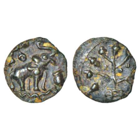 Satavahanas, arsenical copper 'elephant' type coin of Gotamiputa Siri Satakani (50-80 AD) 