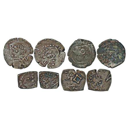 Jhabua, Gopal Singh (1840-1895AD), copper paisa (4), 2x round and 2x square, various weigh
