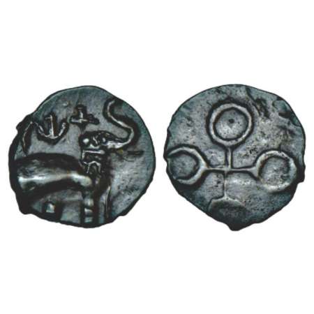Satavahanas, universal potin elephant type coin of Yajna Satakarni (155-180 AD), possibly 