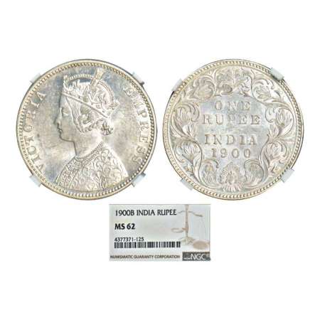 Victoria Empress, silver rupee, 1900, Bombay mint, A3/I/'B' incused, PR 186; GK 589. Grade