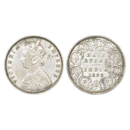 Victoria Empress, silver ½ rupee, 1893, Bombay mint, A/I/'B' incused, PR 303; GK 648. Very