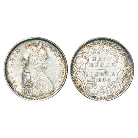 Victoria Empress, silver ½ rupee, 1894, Bombay mint, A/I/'B' incused, PR 304; GK 650. Blac