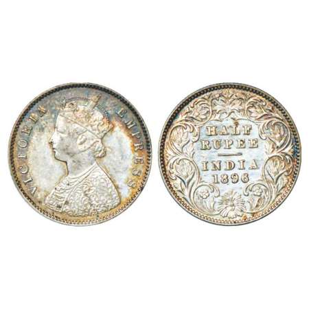 Victoria Empress, silver ½ rupee, 1896, Calcutta mint, A/I/'C' incused, PR 279; GK 652. Ab