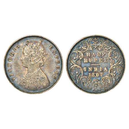 Victoria Empress, silver ½ rupee, 1897, Calcutta mint, A/I/'C' incused, PR 280; GK 656-657