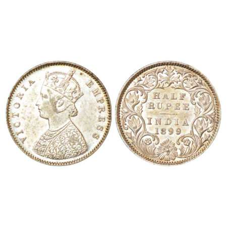 Victoria Empress, silver ½ rupee, 1899, Calcutta mint, A/I/'C' incused, PR 282; GK 663. Ex
