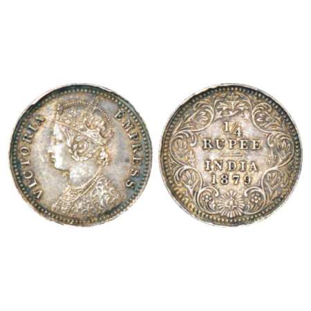 Victoria Empress, silver ¼ rupee, 1879, Calcutta mint, C/II/'C' incused, PR 384; GK 674. E