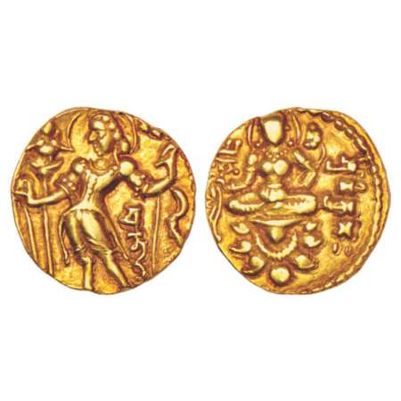 Gupta Empire, gold dinar of Chandra Gupta II (375-415 AD), 'Archer' type, Altekar Class II