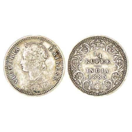 Victoria Empress, silver ¼ rupee, 1885, Calcutta mint, C/II/'C' incused, PR 390; GK 702. V