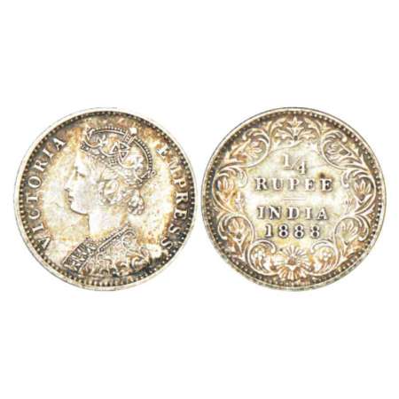 Victoria Empress, silver ¼ rupee, 1888, Bombay mint, C(ii)/II/'B' incused, PR 422; GK 712.