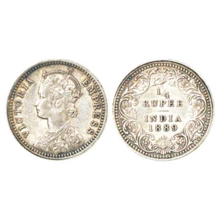 Victoria Empress, silver ¼ rupee, 1889, Calcutta mint, C/II/'C' incused, PR 394; GK 716. V