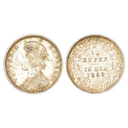 Victoria Empress, silver ¼ rupee, 1889, Bombay mint, C(i)/II/'B' incused, PR 423; GK 715. 