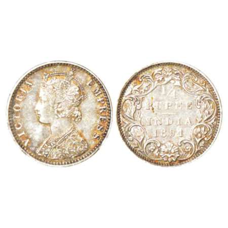 Victoria Empress, silver ¼ rupee, 1894, Bombay mint, C(i)/I/'B' incused, PR 429; GK 726. V