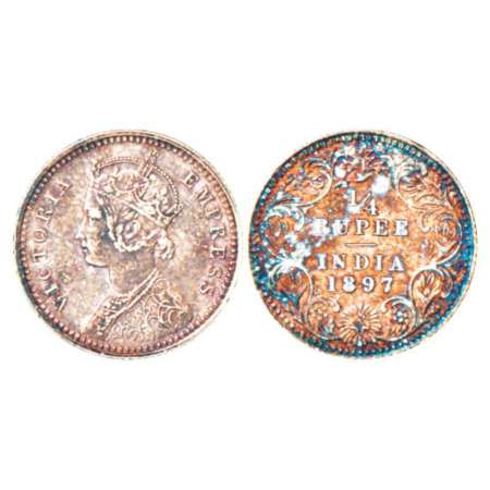 Victoria Empress, silver ¼ rupee, 1897, Calcutta mint, C/II/'C' incused, PR 401; GK 732. S