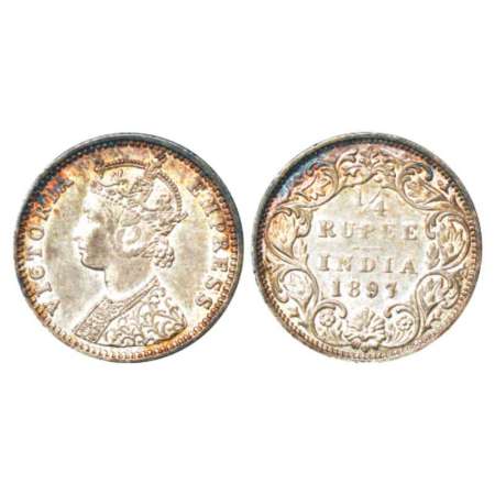 Victoria Empress, silver ¼ rupee, 1897, Bombay mint, C(i)/I/'B' incused, PR 430; GK 730-73
