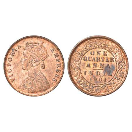 Victoria Empress, copper ¼ anna, 1901, Calcutta mint, B/II, PR 634; GK 860. Uncirculated, 
