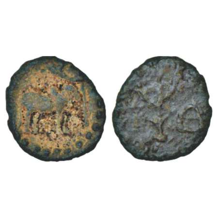 Pallavas of Kanchipuram, anonymous lead 'bull' type coin of the middle Pallava period (400