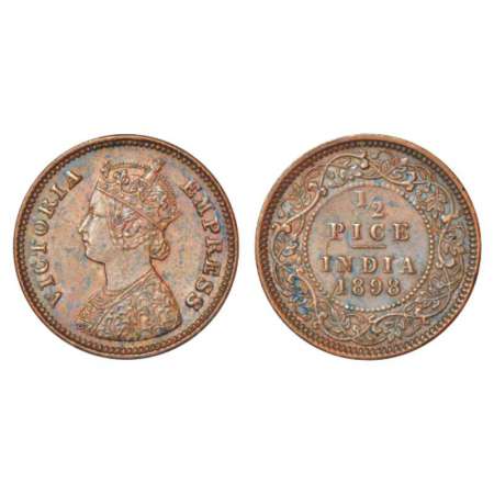 Victoria Empress, copper ½ pice, 1898, Calcutta mint, A/I, PR 731; GK 878. Extremely fine,