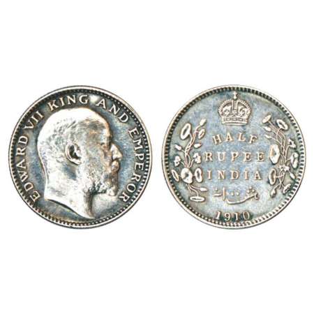 Edward VII, silver ½ rupee, 1910, Bombay mint, 'B' incused and dot , PR 317; GK 970. Clean