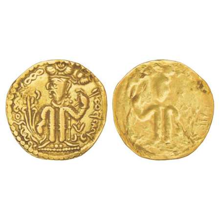 Alchon Huns, gold dinar attributed to 'Adomano' (mid to late 5th Century AD), Baktrian min