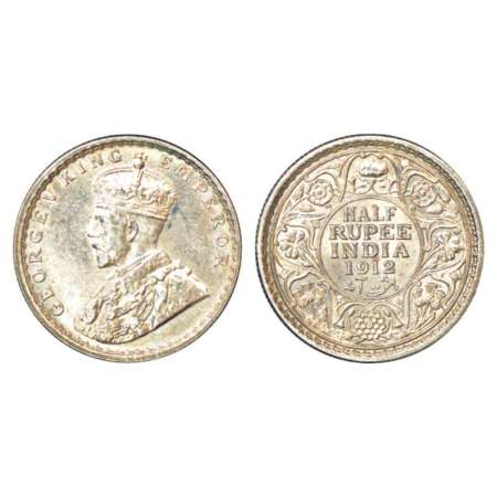 George V, silver ½ rupee, 1912, Calcutta mint, no dot, PR 319; GK 1046. Almost uncirculate
