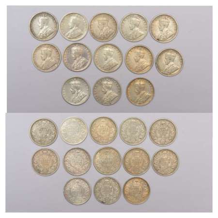 George V, silver ½ rupee (13), 9x Calcutta mint, 1912, PR 319; GK 1046, 1913, PR 320; GK 1