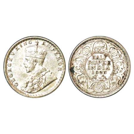George V, silver ½ rupee, 1923, Calcutta mint, no dot, PR 326; GK 1061. Almost uncirculate