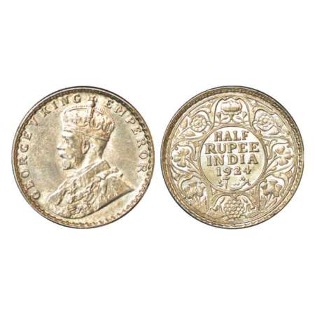 George V, silver ½ rupee, 1924, Bombay mint, dot, PR 346; GK 1064. Almost uncirculated, Ra