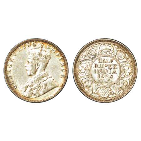 George V, silver ½ rupee, 1928, Bombay mint, dot, PR 349; GK 1070. Almost uncirculated, Ve