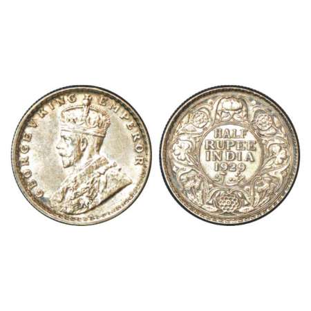 George V, silver ½ rupee, 1929, Calcutta mint, no dot, PR 331; GK 1071. Uncirculated, Rare