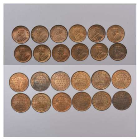 George V, copper ¼ anna (12), Calcutta mint, 1912, PR 658;GK 1172, 1913, PR 659; GK 1173, 