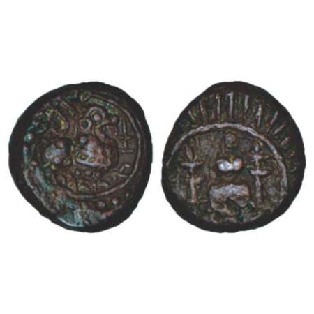 Eastern Chalukyas of Vengi, 'Vishnukundin' type copper coin, after Vishnuvardhana I alias 