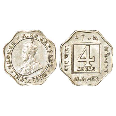George V, cupro-nickel, 4 annas, 1920, Calcutta mint, no dot, PR 875; GK 1103. Almost unci