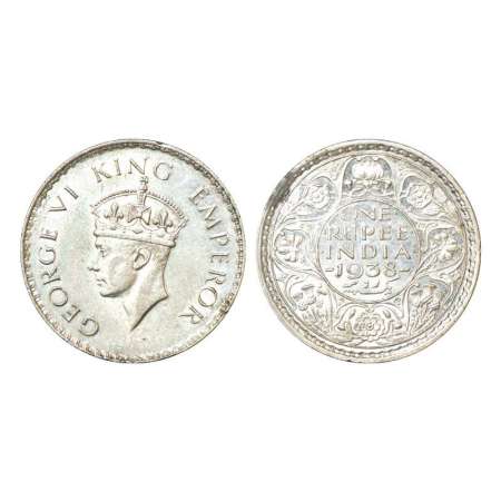 George VI, silver cleaned rupee, 1938, Bombay mint, without dot, PR 233; GK 1254. Edge lit