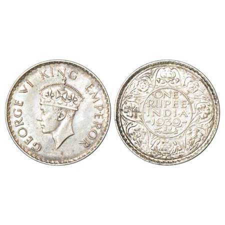 George VI, silver rupee, 1939 , Bombay mint, with dot, head type II, mild edge, PR 235; GK
