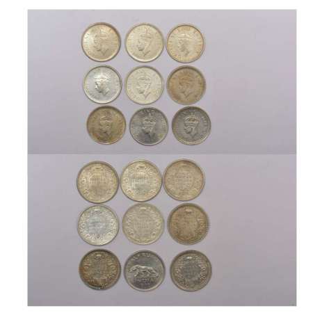 George VI, silver, half silver & nickel ½ rupee (9), 6x Bombay mint, 1938, 1939, 1941, 194