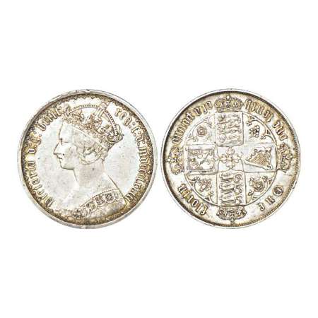 Great Britain, silver florin (two shillings), 11.27g. Obv: Gothic bust of Victoria. Rev: C