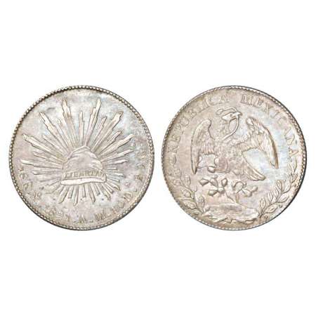 Mexico, silver 8 reales, AD 1891, Mexico City mint, 'Mo Am' mint mark, 26.97g. Obv: Radian