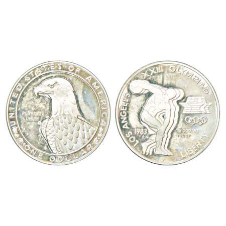 United states of America, Los Angeles XXIII Olympiad proof silver dollar, AD 1983, 'S' min