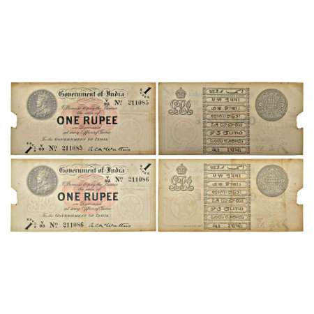 George V, 1 rupee, 1st issue (2), Universalised circle, 1917, signed by A.C. McWatters, tw