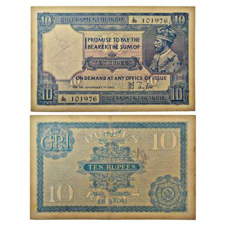 George V, 10 rupees, 2nd issue, ND (1926), signed by J.B. Taylor, serial no.: L36 101976, 