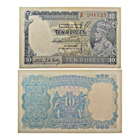 George V, 10 rupees, 3rd issue, ND (1935), signed by J.W. Kelly, serial no.: R21 291135, T