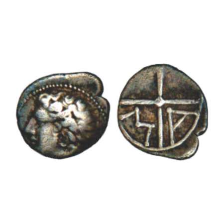 Gaul, Massalia, silver obol, (218/5-200 BC), SNG Copenhagen 723-728. 0.55g. Obv: Bare head